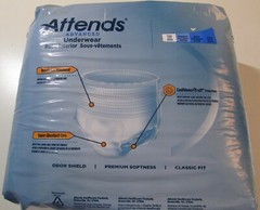 ATTENDS ADULT UNISEX UNDERWEAR W/ LEAKAGE BARRIERS, LARGE (44-58″) 18 COUNT, NWT
