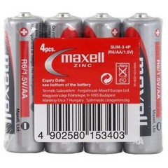 4x Maxell AA 1.5V Zinc Carbon Batteries R6 Mignon Mercury Free