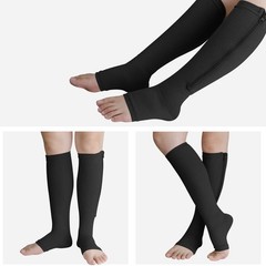 Nylon Zipper Compression Socks Support Graduated Stockings Mens Womens Black