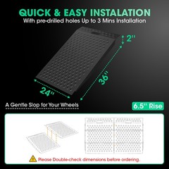 36″x24″ Shed Ramp for Riding Mower 750LB Anti-Slip Punch Plate Ramp Velvet Black