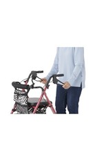 Medline Pink 4-Wheel Foldable Rollator w/ Seat, Handbrakes & Zebra Bag