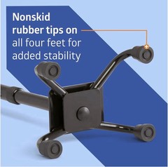 Quad Base Cane Adjustable Height 29-38 in Tool-Free Assembly, Black, 300 lb