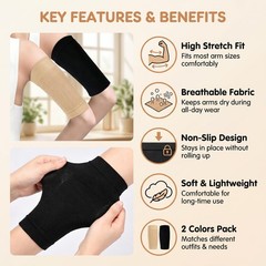 2 Pairs Arm Compression Sleeves for , Slimming Upper Arm Shaper Wraps, Black …