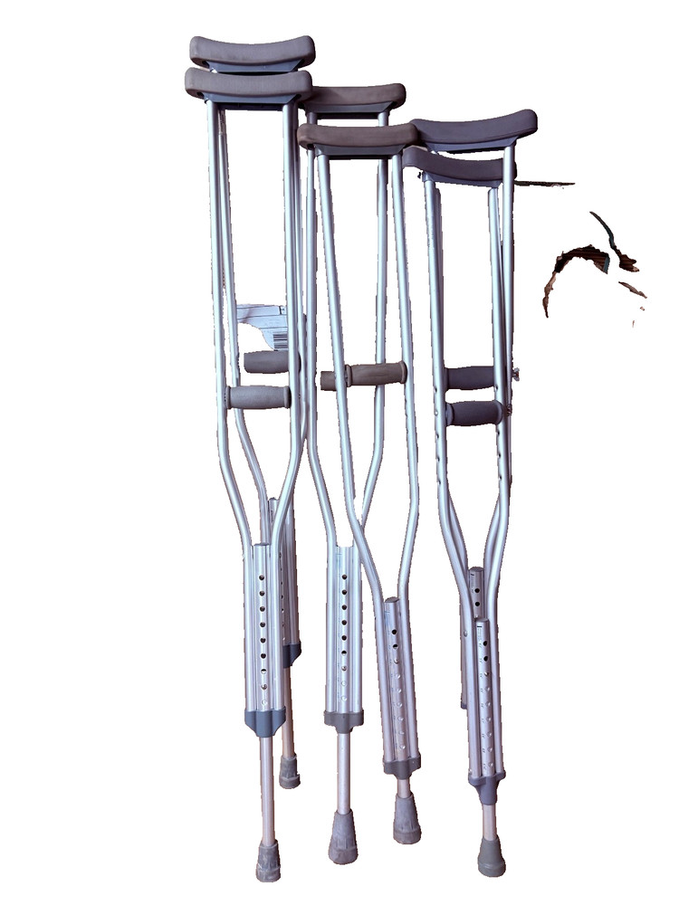 Adjustable Aluminum Standard Crutches with Handgrip, Gray , Adult