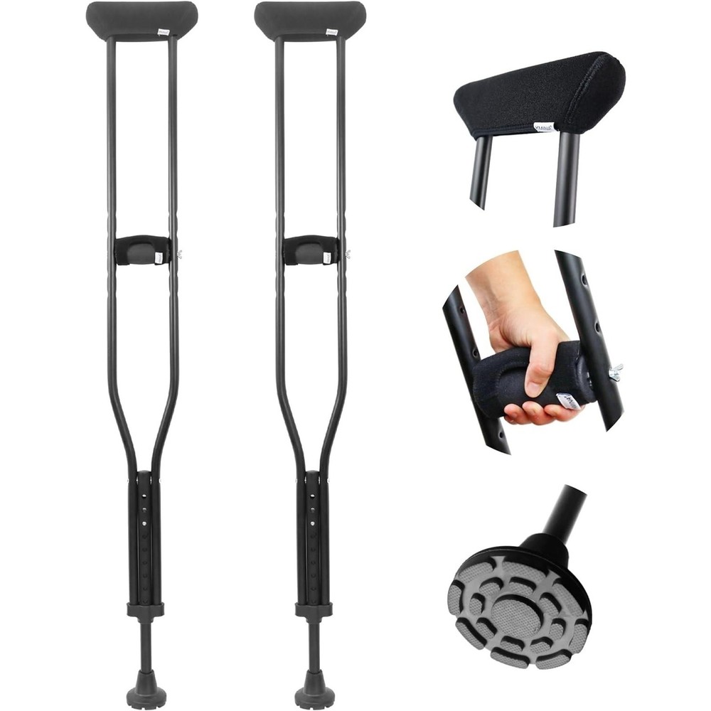 KMINA Underarm Crutches Large 54″-59″ Aluminum NEW