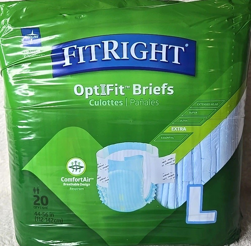 FITRIGHT OptIFit Large Briefs, 20 Count, L 44 X 56″, 112 X 142CM