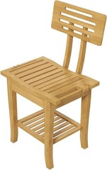 Bathroom Bamboo Shower Bench – Spa Bath Shower Stool with Storage Shelf