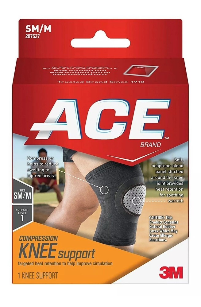 Ace Compression Knee Support Soft Neoprene Blend Panel Small Medium Size 1 ct