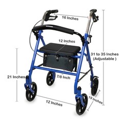McKesson Upright Rollator Walker 300 lbs. 31 to 35” Handle Height 146-10257BL-1