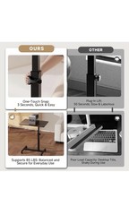 Adjustable Foldable Overbed/Overchair Table w/ Locking Casters 25-36.5in 85lb