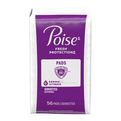 Poise Incontinence Pads for Women, 6 Drop Ultimate Absorbency, Regular, 112Count