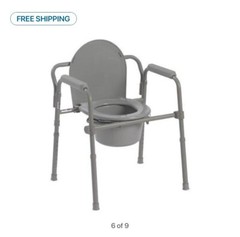 3 In 1 Commode Folding Bedside Commode Over Toilet Lifted Seat, Folds For Travel