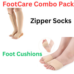 Fabric Soft Foot Care Ball of Foot Cushions & Zipper Compression Socks Calf Knee