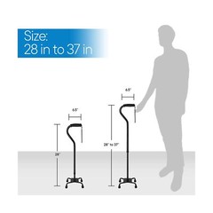 RMS Quad Cane – Adjustable Walking Cane with 4-Pronged Base for Extra Stabili…