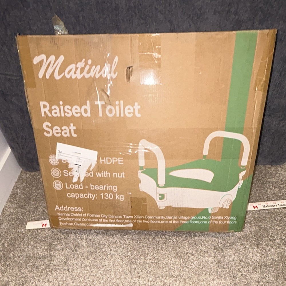 Matinol Elevated Toilet Seat w/ Armrests, HDPE, 130 kg, White/Green