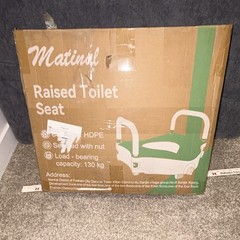 Matinol Elevated Toilet Seat w/ Armrests, HDPE, 130 kg, White/Green