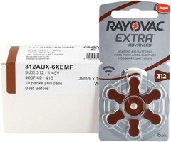 Hearing Aid Battery Size 312 60pcs Long Lasting Power Zinc Air Batteries