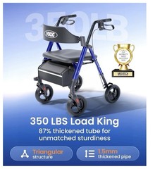 Z21 Rollator Walker with Seat Supports 350lb, 8″ Big Wheels for All Terrain