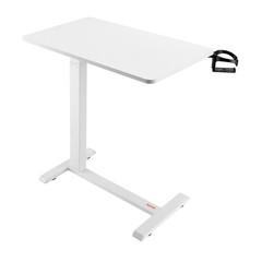 Uimoso Overbed Table Mobile Bed Side Desk with 4 Hidden Wheels Cup Holder White