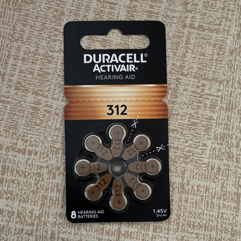 Duracell Activair Size 312 PR41 Zinc-Air Hearing Aid Batteries 8-Pack