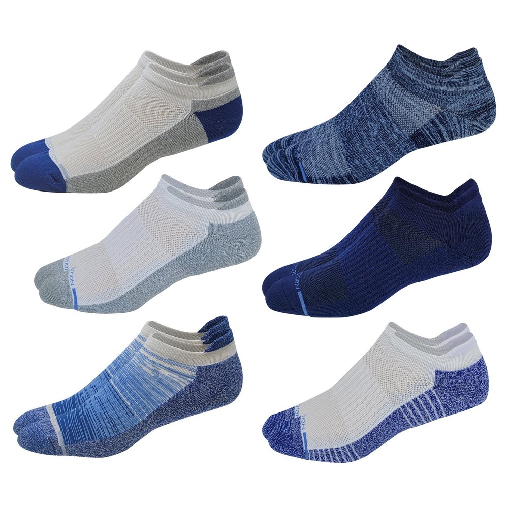Dr. Motion 6 Pairs pack Mens Low Cut Cushioned Breathable 10-13, Assorted a
