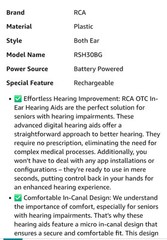 RCA Over The Counter -IN CANAL- Hearing Aids – OPEN BOX
