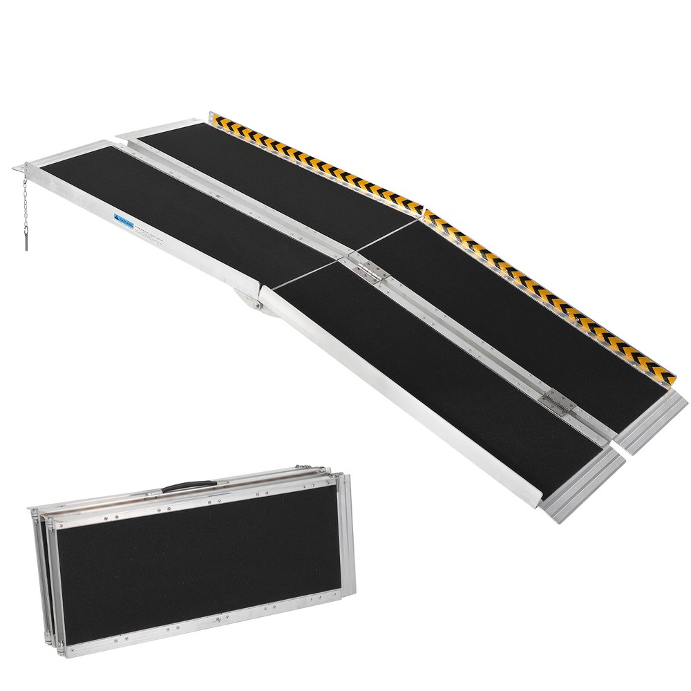 7/8/9/10 FT Portable Aluminum Wheelchair Ramp Non-Slip Folding Ramps Steps