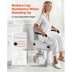Uimoso Adjustable Raised Toilet Seat with Arms for Seniors, Supports 300 lbs