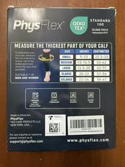 Phys Flex 20-30 mmHg Black Size XL Compression Calf Sleeve