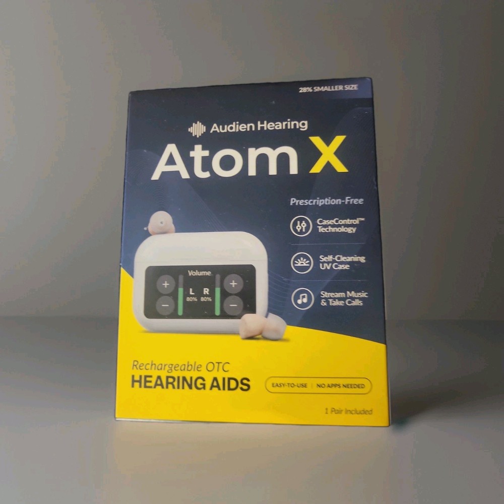 Audien Hearing ATOM X -Rechargeable OTC Hearing Aids -NEWEST MODEL-BRAND NEW!!