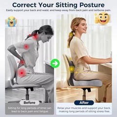 Memory Foam Office Chair Cushion L-Shaped Integrated Seat Cushion Lumbar Support
