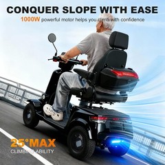 Veloinno 4 Wheel Mobility Scooters 1000W All Terrain 22 Miles 500lb Capacity