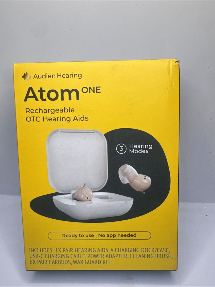 Audien Atom One Rechargeable OTC Hearing Aids… BRAND NEW