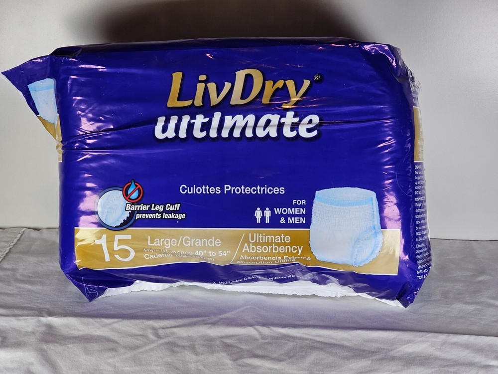LivDry Large Ultimate Adult Pull Ups for Women and Men, Large, 15 Count