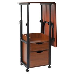 Height Adjustable Overbed Table 100 × 40 cm Foldable Top, Wheels & Drawer