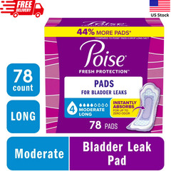 Poise Incontinence Pads Women Moderate 4 Drop Long Length 78 Count NEW