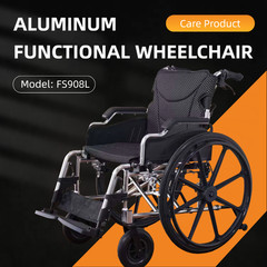 Foldable Transport Wheelchair for Adults Lightweight Aluminum 24″ PU Tires