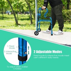 Ironmax Heavy-Duty Folding Wheeled Stand-Assist Walker Aluminum Alloy Blue