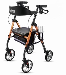 Cosydora R402 Rollator Walker with Seat 13.6 lb Lightweight 8″ Wheels, Orange