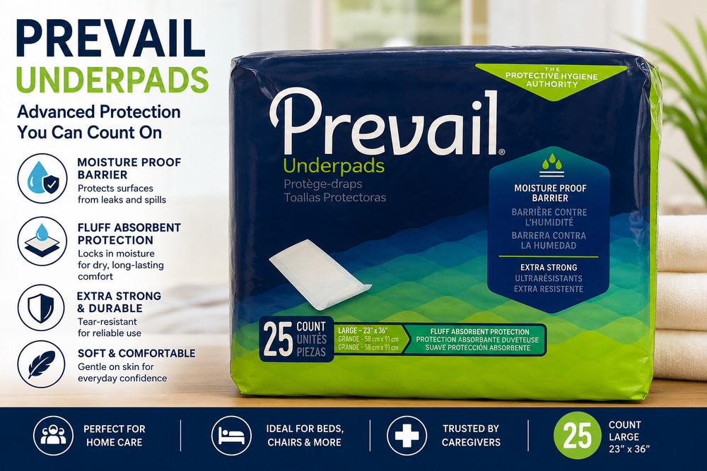 Prevail Night Super Underpads Extra Strong Waterproof Overnight 25ct 800ml L