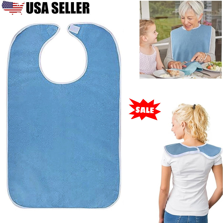 2Pcs Adult Bibs Eating Washable Reusable Clothing Protector Adjustable Closure