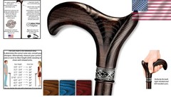 Fashionable Ergonomic Cane – Handmade 36″ Wooden Walking Stick with Wrist Strap
