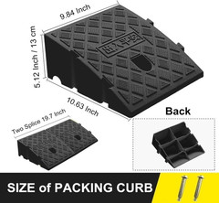 2Pack Curb Ramp Black Color, Portable Lightweight Heavy Duty Plastic Driveway Cu