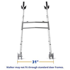 Medline Upright Folding Walker Forearm Rests 5″ Wheels Adjustable 300lb Capacity