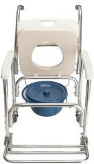 4 in 1 Toilet Wheelchair Rolling Shower Chair Aluminum Alloy Commode Transport
