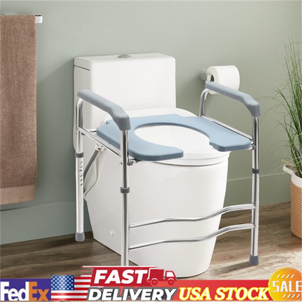 25.2-29.13in Raised Toilet Seat Riser w/ Arms For Elderly Handicap Bathroom USA