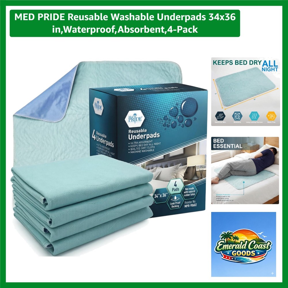 Reusable Washable Underpads 34×36 in,Waterproof,Absorbent,4-Pack