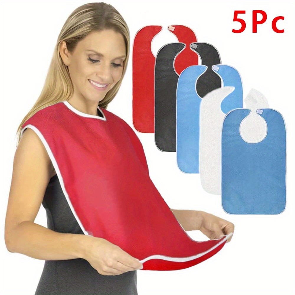 5PCS Washable Adult Bibs Eating Clothing Protectors Easy to Clean &Crumb Catcher