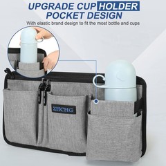 ZHCHG Wheelchair Side Bag w/ Cup Holder, Armrest Pouch for Walkers & Scooters