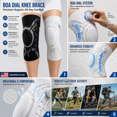 Knee Sleeve Compression Brace Support For Sport Gym Joint Pain Arthritis Relief